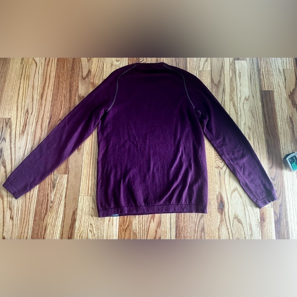 Eddie Bauer Mens Waffle Knit Burgundy Gray Sweater - Small - Picture 9 of 9